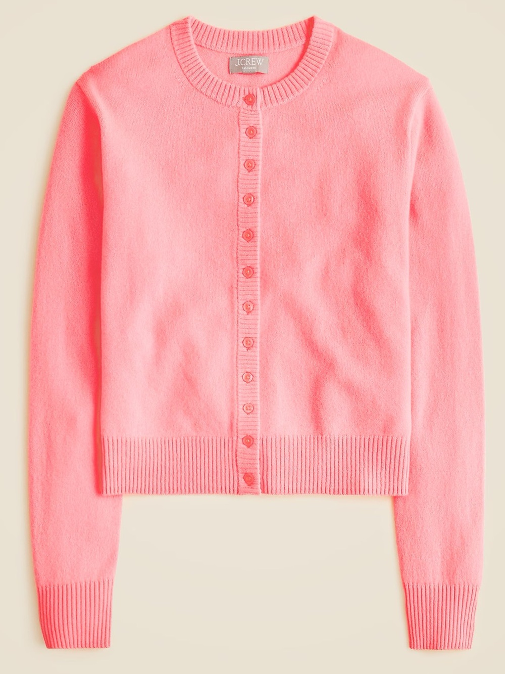 NWT J. CREW Perfect 100% Cashmere Cardigan Sweater Neon Vivid Coral Small CP465 - Picture 15 of 15
